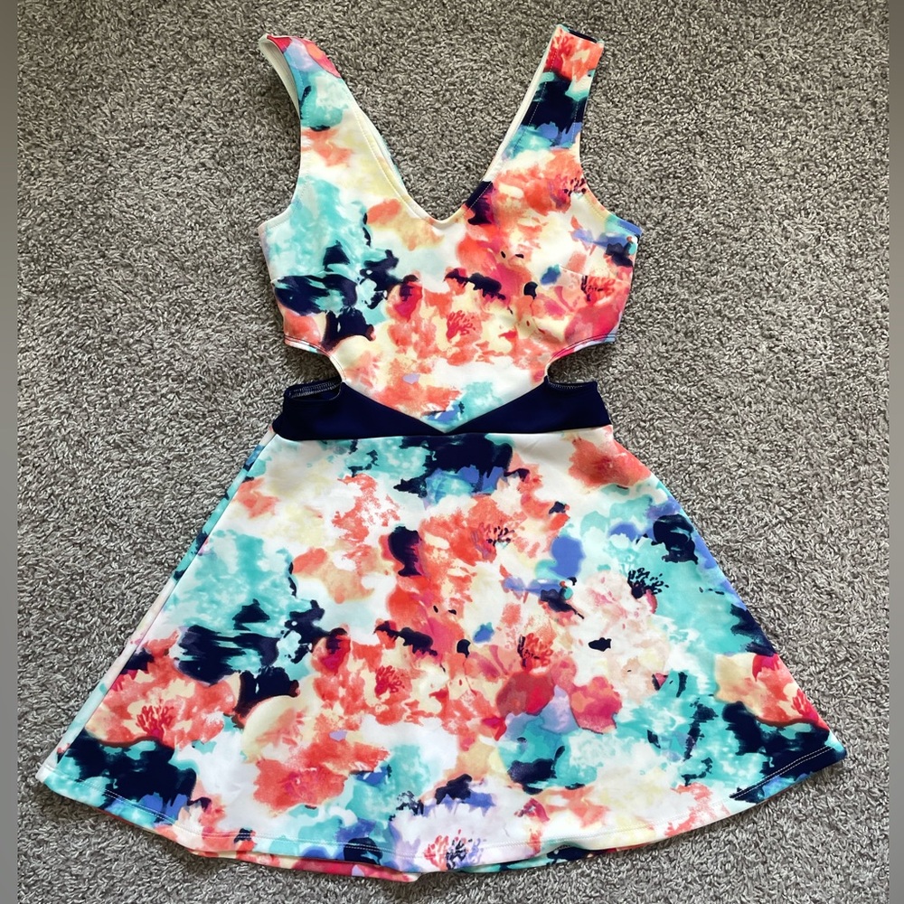 Colorful Cut Out Multiprint Dress
